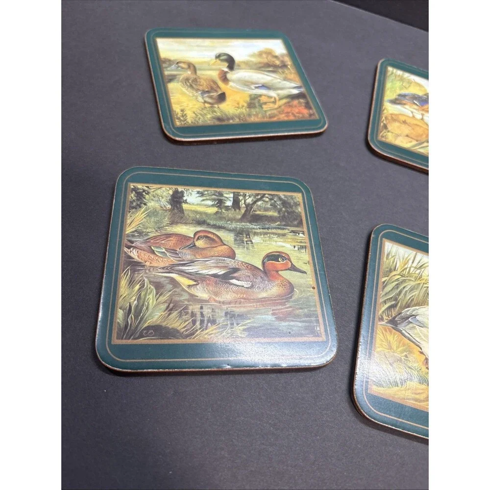 Vtg Pimpernel Set Of 6 Duck Birds Cork Back Placemats England